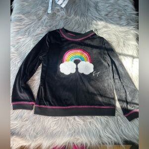 Betsey Johnson Black Top with Pink and Multicolor Sequins